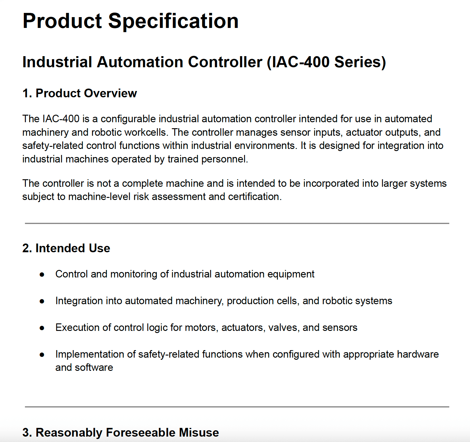 Product Specification